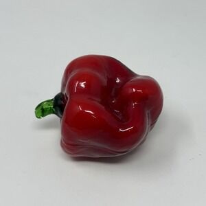 Vintage Red Bell Pepper Murano Style Art Glass Hand Blown Kitchen Dining Decor